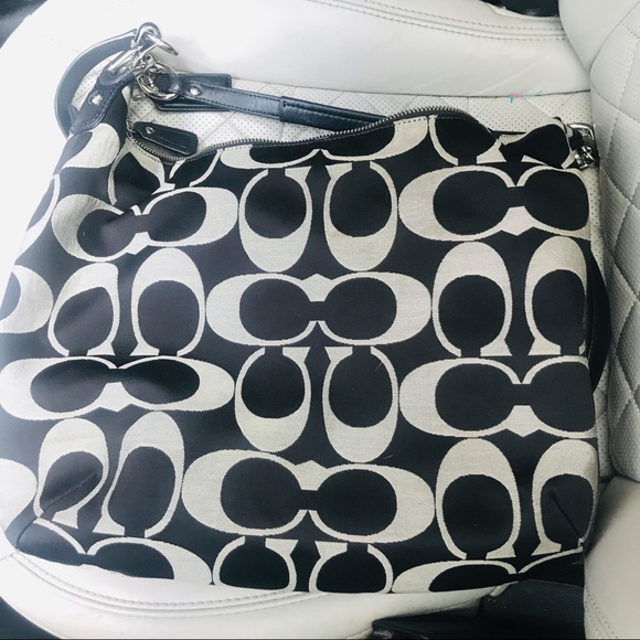 Coach Kristin Women’s Hobo Bag Sateen Black/Tan - Picture 8 of 8